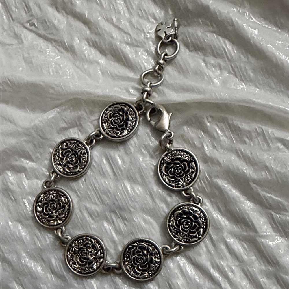 Lucky Brand Silver Rose Medallion Bracelet